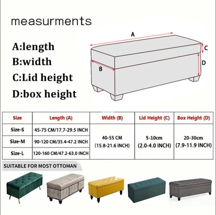 Image of FUANGUI Ottoman Cover Stretch Storage Ottoman Bench Slipcover Printed Folding Storage Bench Ottoman Cover Footrest Stool Slipcover Footstool Protector Cover with Elastic Bottom,Medium
