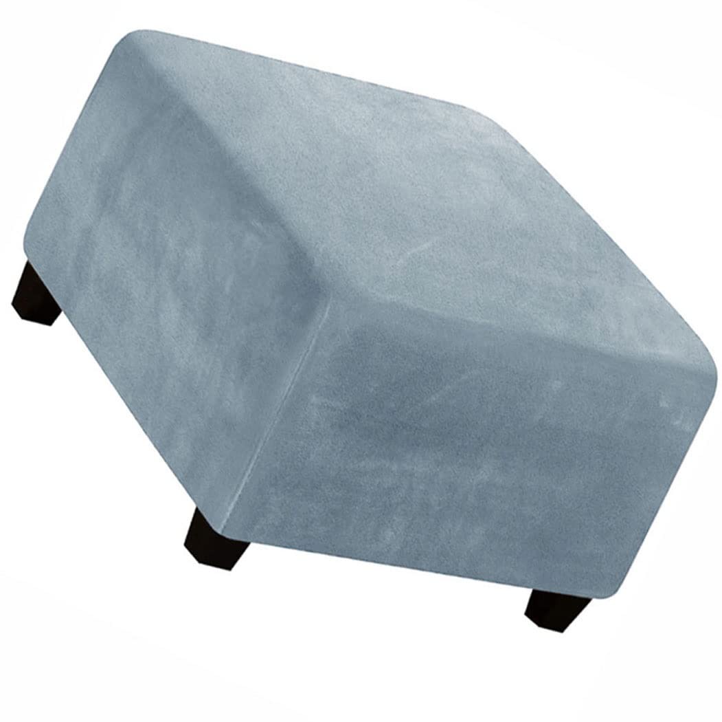 Zzdzw Gray-Blue Square Ottoman Slipcover Velvet Small/Medium/Large Stretch Ottoman Cover Slipcover For Wingback Chair Stool Protector Cover/Sofa Leather Storage Footstool (Color : Size : 33-45Cm)