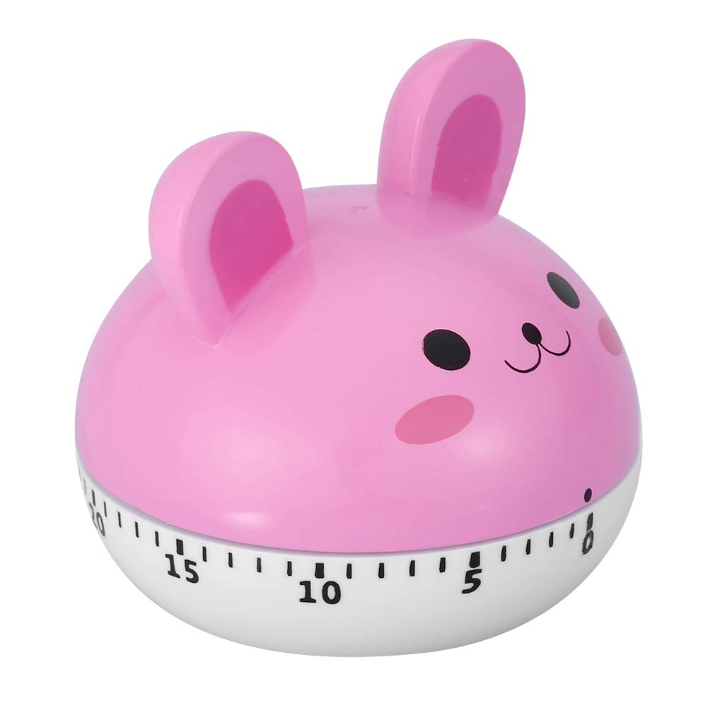 Minuteur de cuisine mécanique 60 min sans cuisson lapin rose mignon