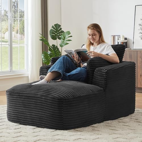 Sillón lounge boneless de pana negro miniatura 3