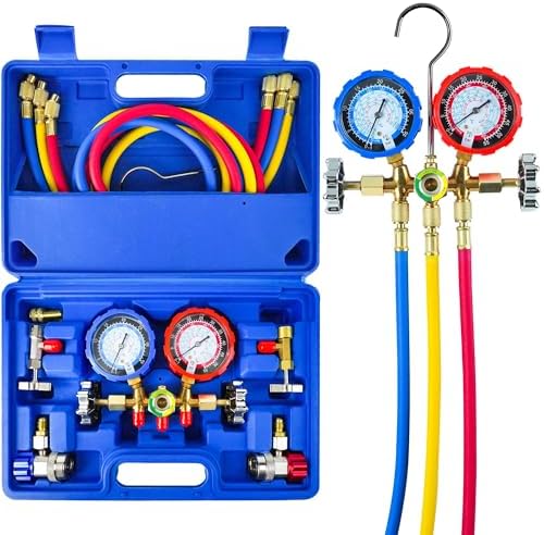 Amazon.com: CALPOSE 3 Way AC Gauge, AC Manifold Gauge Set for R134a ...
