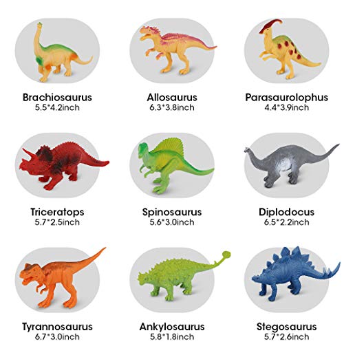 SevenQ Realistic Dinosaur Toys, Educational Dinosaur Figures Playset with Activity Play Mat & Trees for Creating a Jurassic Dino World, Suitable for Kids 2 3 4 5 6 7 Years up - Thumbnail 2