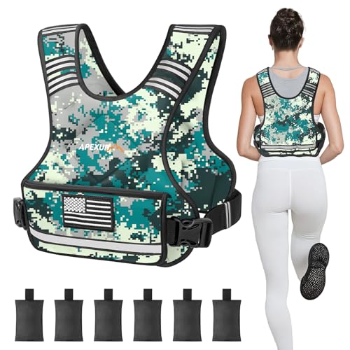 Image of APEXUP Adjustable Weighted Vest, 4-10lb /12-18lb /20-32lb Vest with 6 Ironsand Weights and Large Pocket, Weight Vest for Men Women Strength Training, Running, Walking