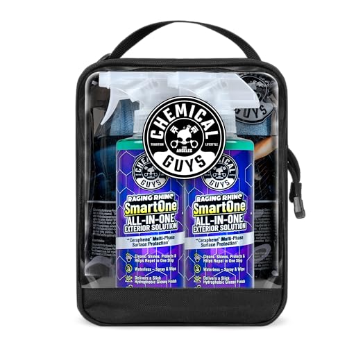 Image of Chemical Guys Raging Rhino SmartOne 2 Pack With Storage Bag All In One Exterior Spray Microfiber Towels Giftable Waterless Wash And Quick Detail Set