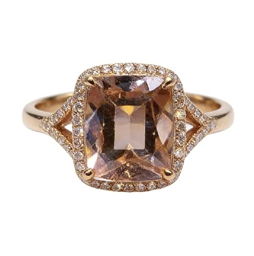 Duan Women's 18K Rose Gold Filled Morganite Pink Gemstone Cut 5ct Cubic Zirconia Ring Promise Aura Single Stone Engagement Champagne Ring Size 6-10 (US Code 8)