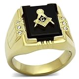 Yourjewellerybox - Anillo con Detalle de Diamante Falso - para Hombres - 18kt bañado en Oro Amarillo, Talla 28,5 (21,81 mm)