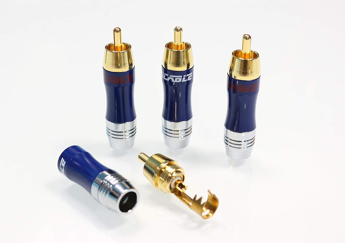 Ricable Custom RNU - Kit 4 Pz. Connettori RCA Hi-Fi a Saldare per cavo 7 mm max.