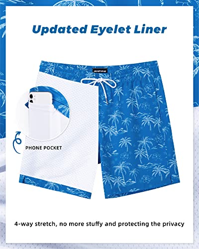 Image of SURF CUZ Mens Swim Trunks with Compression Liner Swim Shorts 7 inch Swimming Trunks Stretch 7 Inch Swim Suits Quick Dry