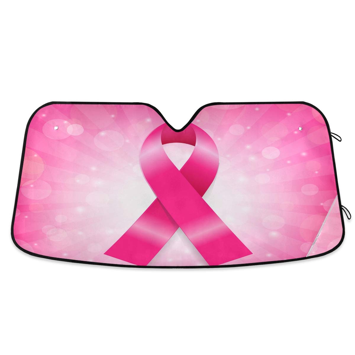 Shiny Breast Cancer Ribbon Car Windshield Sun Shade