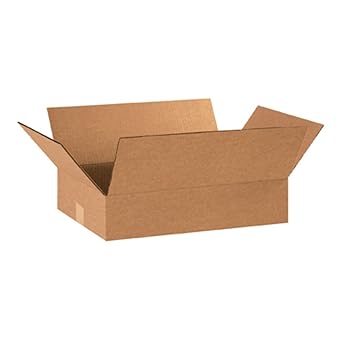 Aviditi 18124 Flat Corrugated Box, 18 Length x 12 Width x 4 Height, Kraft (Bundle of 25)