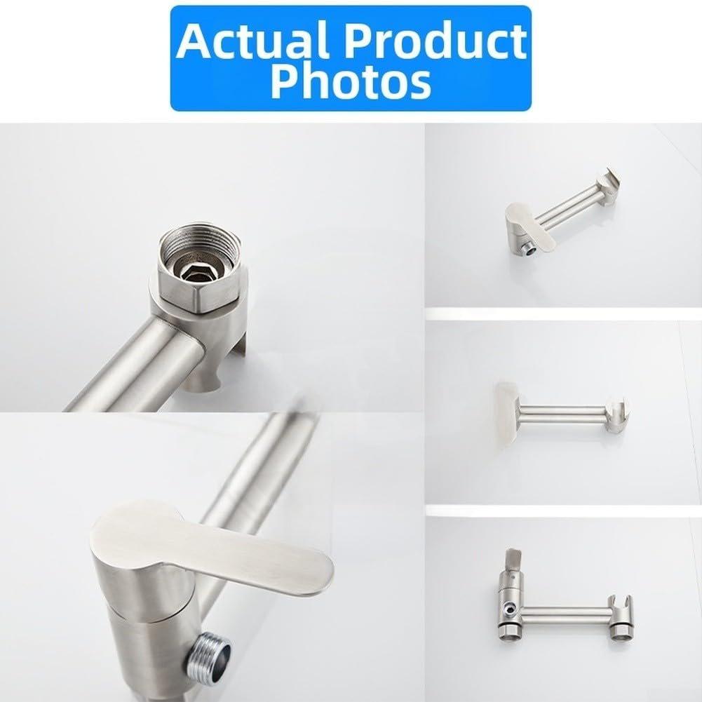 Set per doccia Acciaio 3 con Soffione e Doccetta - Miscelatore Murale Antiruggine per Bagno - Finitura Spazzolata 21x17cm