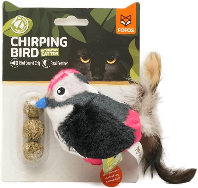 BarkButler x FOFOS Black Bird Cat Toy - Cat Toys Interactive, Flappy Bird Cat Toy with Catnip - Black