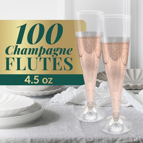 image for Reli. Champagne Flutes Plastic | 100 Pack | 4.5 oz - Clear | Premium P