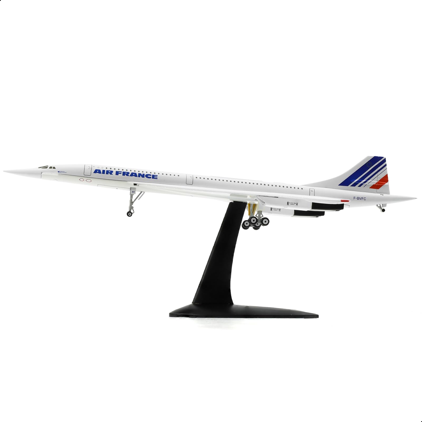 Kit de modelo de avión de metal fundido a escala 1/200 Concorde Air France con soporte, modelo Concorde para adultos entusiastas de la aviación, regalo o colección de aviones (12 pulgadas de