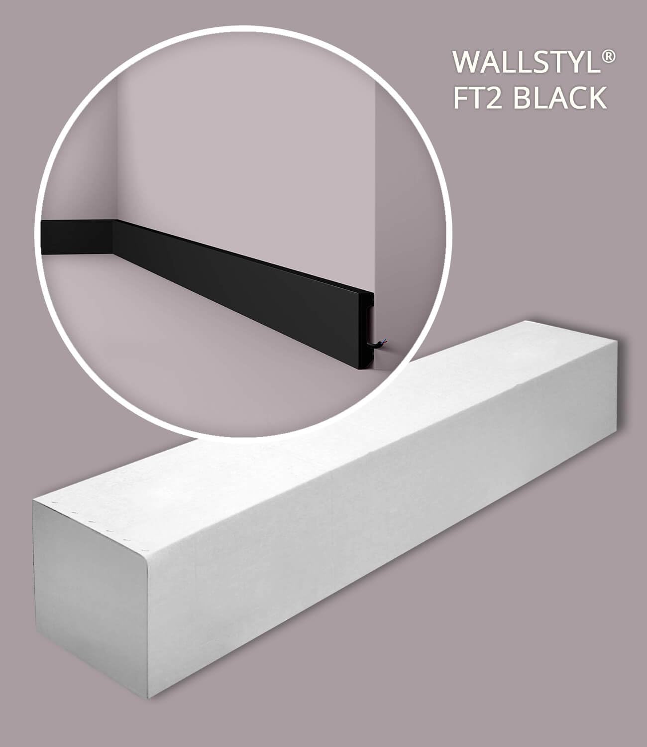 FT2 BLACK WALLSTYL listwa przypodłogowa - 17 szt. (34 m) - 58 x 13 x 2000 mm - NOËL & MARQUET - marka NMC - wytłaczany polistyren o dużej gęstości