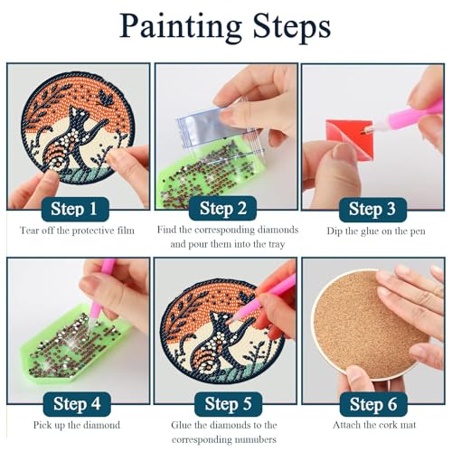 Save $3 with Code CVVDD9ZX on Cat Diamond Art Coasters Kit - Image 8