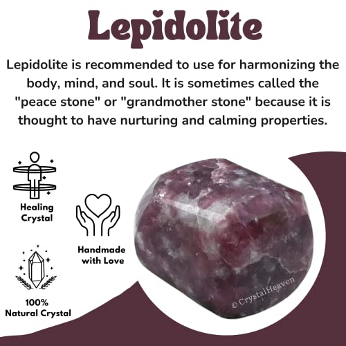 Image of Certified Lepidolite Crystal Healing Tumbled Stone, Natural Polished Crystals for DIY Crafts, Manifestation, Meditation, Pooja Feng Shui and Reiki Healing (30 Grams)