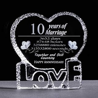 10 Years Wedding Anniversary 10th Anniversary Paperweight Keepsake Gifts for Her Wife Girlfriend