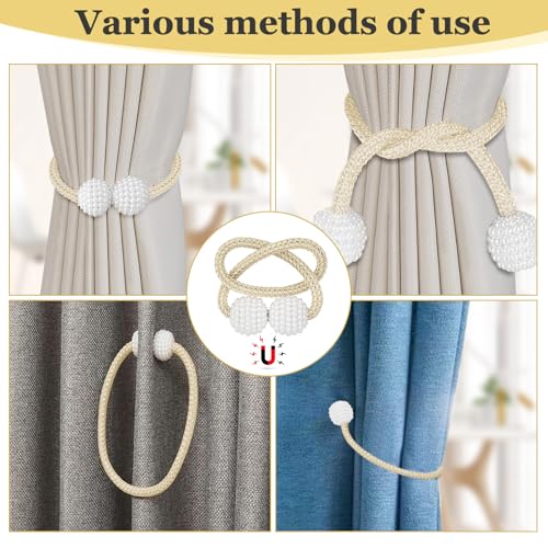Image of 2Pack Magnetic Curtain Tiebacks, Curtain Tiebacks Buckles Holdbacks Holder Hooks Clip,Decorative Drape Handmade Curtain Tie Back(Yellow)