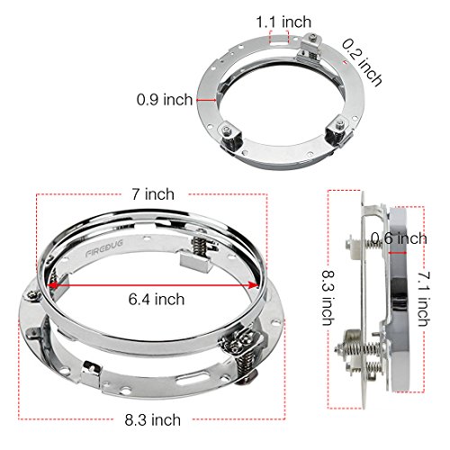 1 Pc 7 Inch Chrome Led Headlight, 7 In Round Led Headlight Housing, Mounting Brackets, Headlight Mounting Ring #TOP5