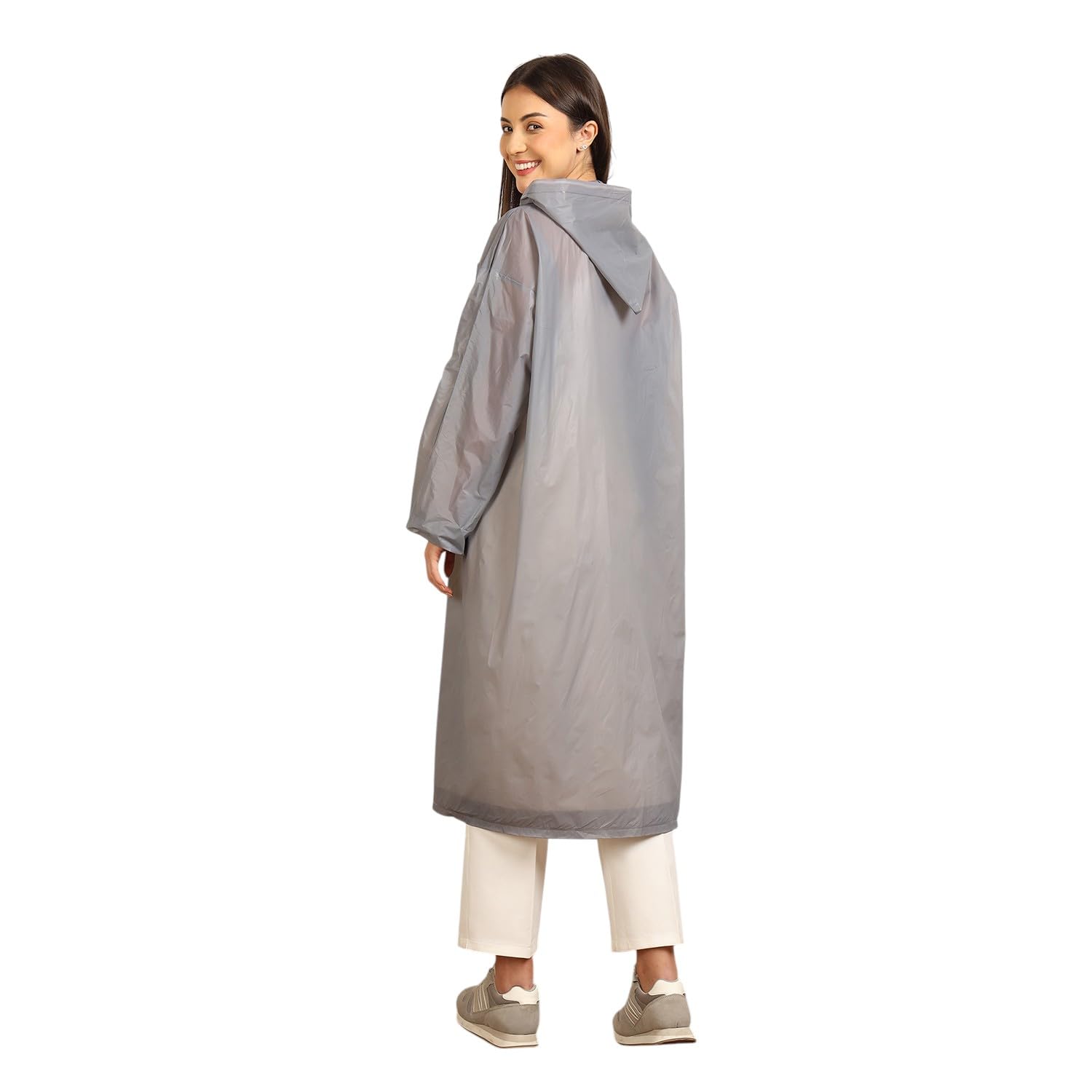 Citizen Eco-Friendly EVA Poncho Raincoat for Men & Women, Lightweight Waterproof Coat with Hood, Adjustable Drawstring, Button Closure Reusable & Durable Outdoor Rainwear-Grey 4