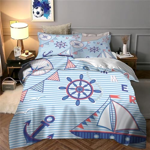 Housse de couette 140x200 vintage lit simple parure de lit maritime douce