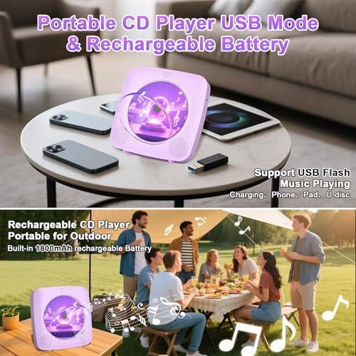 image for Gueray Portable CD Player Bluetooth: CD Players for Home Rechargeable 