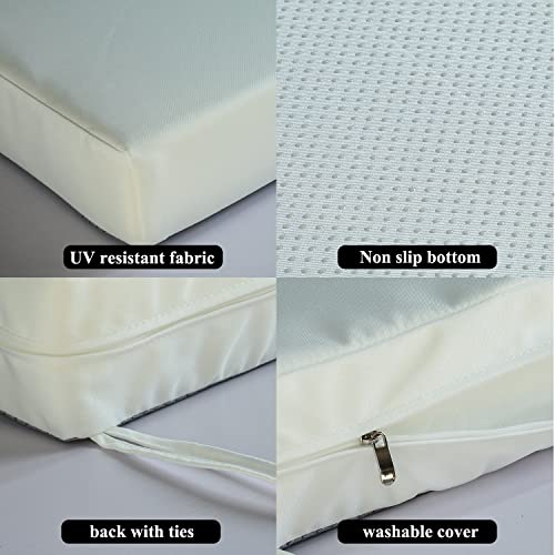 Color Grey Patio Chair Cushions Non Slip Bottom Chair Pad with Ties Set of 2 Waterproof Square Outdoor Seat Cushion Replacement for Garden Swing Furniture