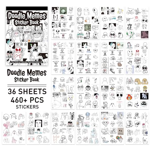 Libro de calcomanías para memes PRSTINCOL de vinilo troquelado con 460 pegatinas de humor 3