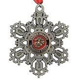 Indiana Metal Craft US Marine Corps Pewter Snowflake Ornament with Minted Enamel Emblem. Made in USA