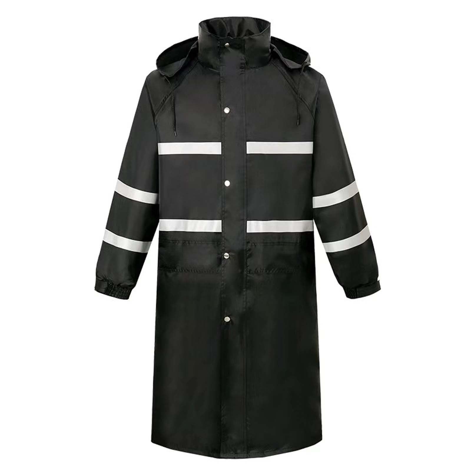 Chubasquero largo impermeable para hombre, impermeable, reflectante, chaqueta de lluvia con capucha, ropa de trabajo para obras, abrigo de lluvia, ponchos de lluvia