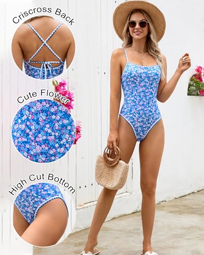 XUNYU One Piece Swimsuit for Women Tummy Control Bathing Suit Teens Full Coverage Modest Swim Suits 2025 Cute Floral Swimwear4