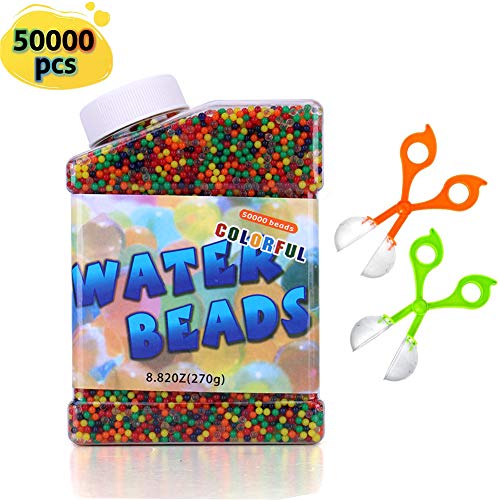 E-Bestar 50000 PCS Bolas de Gel de Agua para niños,No-Toxicas Hidrogel Bolas Perlas de Gel Water Beads Cuentas de Agua de Crecimiento para niños,Florero,Decoración,Plantas,Flores
