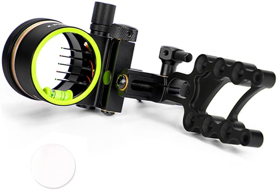 Archery Compound Bow Sight Aluminum Alloy 5 Pin 0.019" Fiber Optic Bow Sight Micro-Adjustable Aim Sight with Sight Light and Adapter