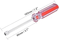 Vista 3 de uxcell Mango codificado rojo con llave de tuerca de 0.217 in no magnético con eje de 3,7 pulgadas