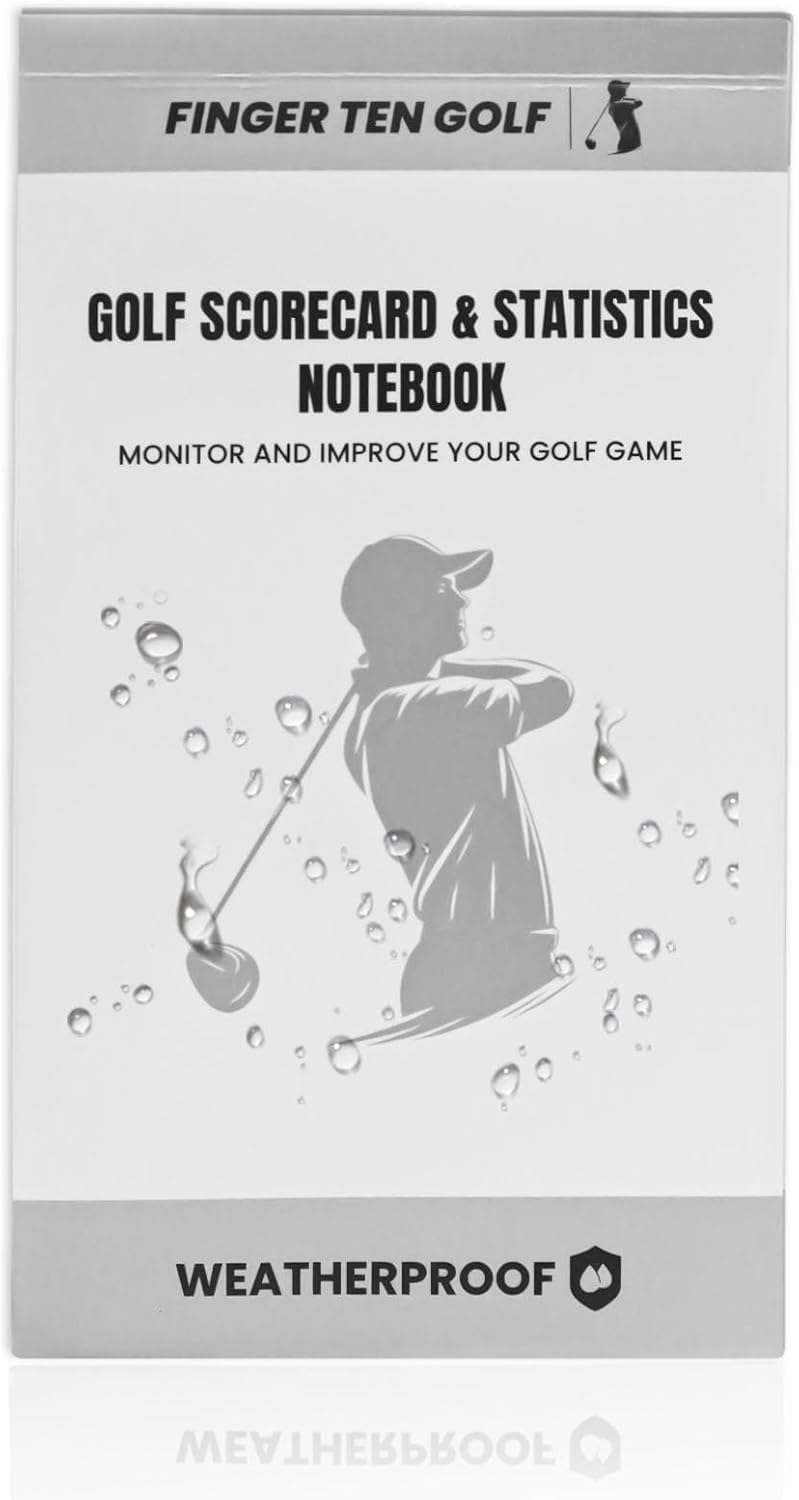 FINGER TEN Golf Scorecard Book Stats Statistics Log Notebook Waterproof Paper 1/2/4/8 Pack, Fit Golf Book Score Card Holder Cover White for Men Women Gift (1 Pcs-White)