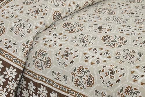 Image of King Size Cotton Bedsheet | 300 TC | 100% Cotton Flatsheet King Size with Two Pillow Covers | (254 * 274 cm, Khaki)