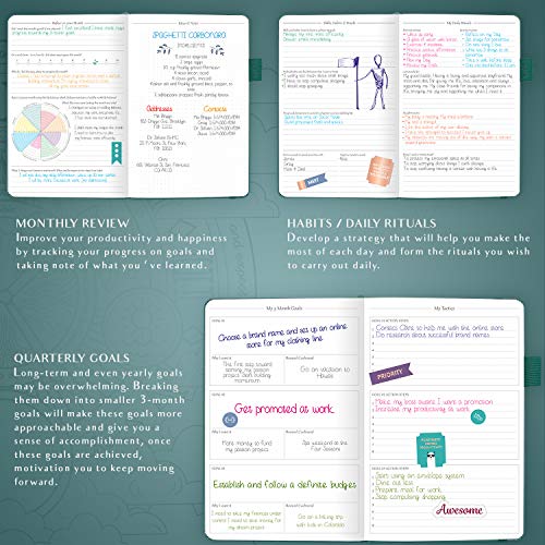 Legend Planner Hourly Schedule Edition – Deluxe Weekly & Daily Organizer With Time Slots. Time Management Appointment Book Journal For Work & Personal Life, Undated, A5 Size Hardcover – Viridian Green, Gold Foil #TOP5