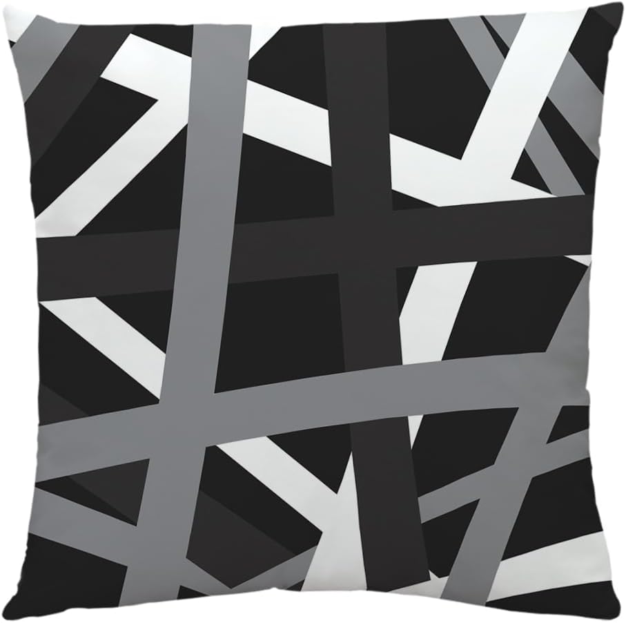 Double Sided Design Gray Black Stripes Decorative Throw Pillow Covers - Modern Pillow Cases for Home Decor, 18x18 Inches Set of 2 Boho Design Cushion Cover,Bedroom Bed Outdoor Couch Sofa - Image 2