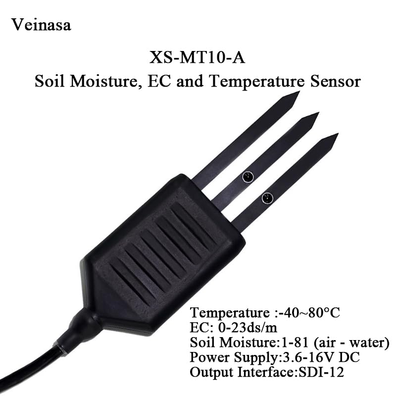XS-MT10A-SDI12 Multi-Parameter Soil Sensor Moisture EC 0-20000us/cm Temp IP68 FDR Soil EC Soil Moisture Sensor 2m Cable