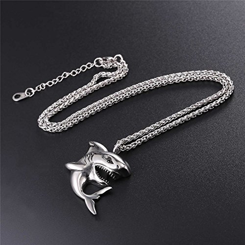 U7 Punk Shark Pendant Animal Jewelry With Stainless Steel Chain 22 Inch #TOP3