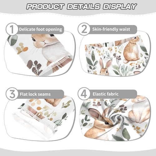 Watercolor Bunny Girls Leggings,Workout Leggings for Girls Toddler Athletic Legging Size for 3-10T3