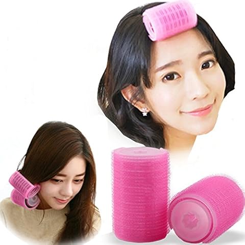 2PCS Double-Layer Bangs Hair Curlers Roller Hair Styling Tools, Pink Cover