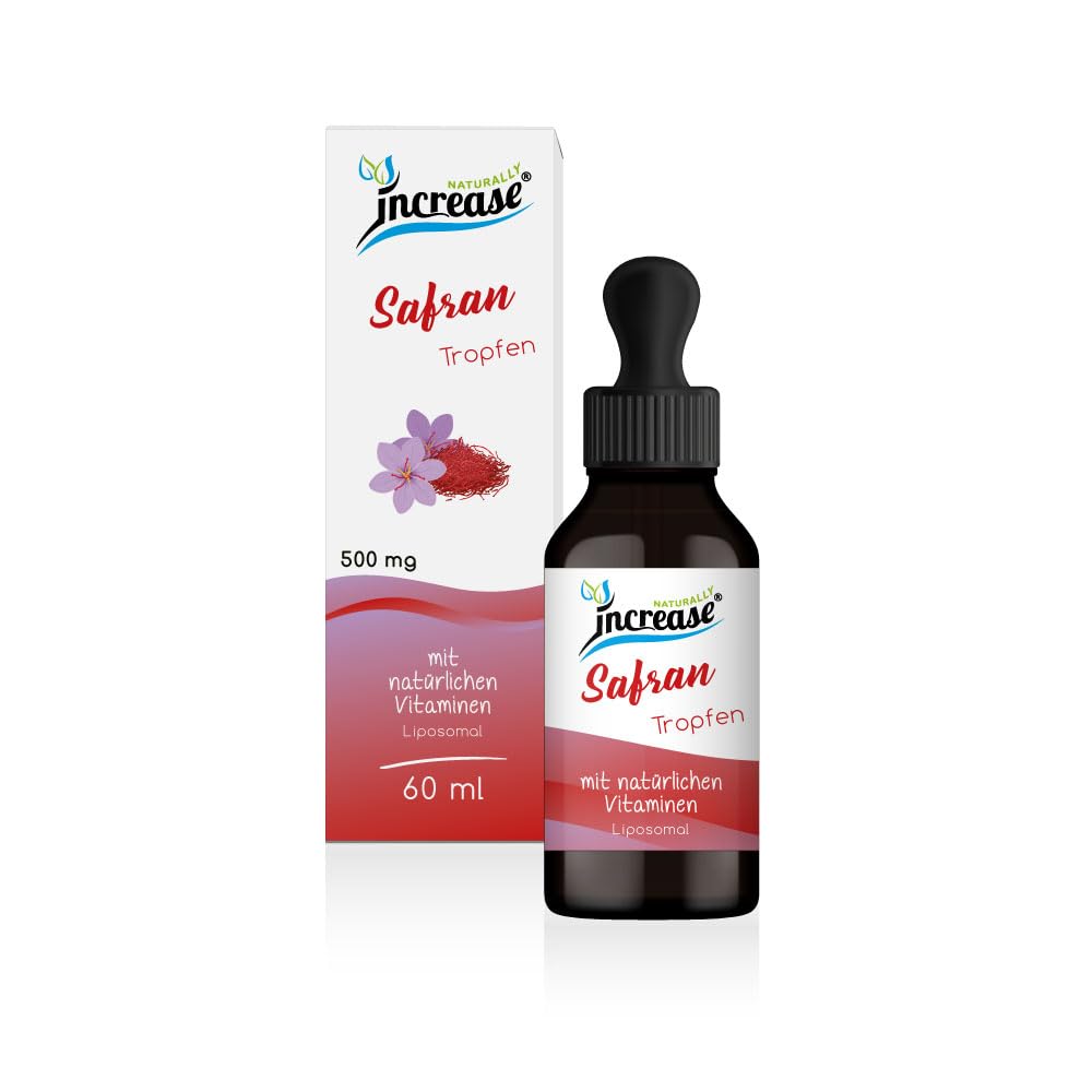 Liposomale Safran Tropfen hochdosiert - (15.000mg pro Packung) 500mg Safran pro Tagesdosis mit Vitamin C, B5, B2 und Vitamin B6 -MCT Öl - Hohe Bioverfügbarkeit