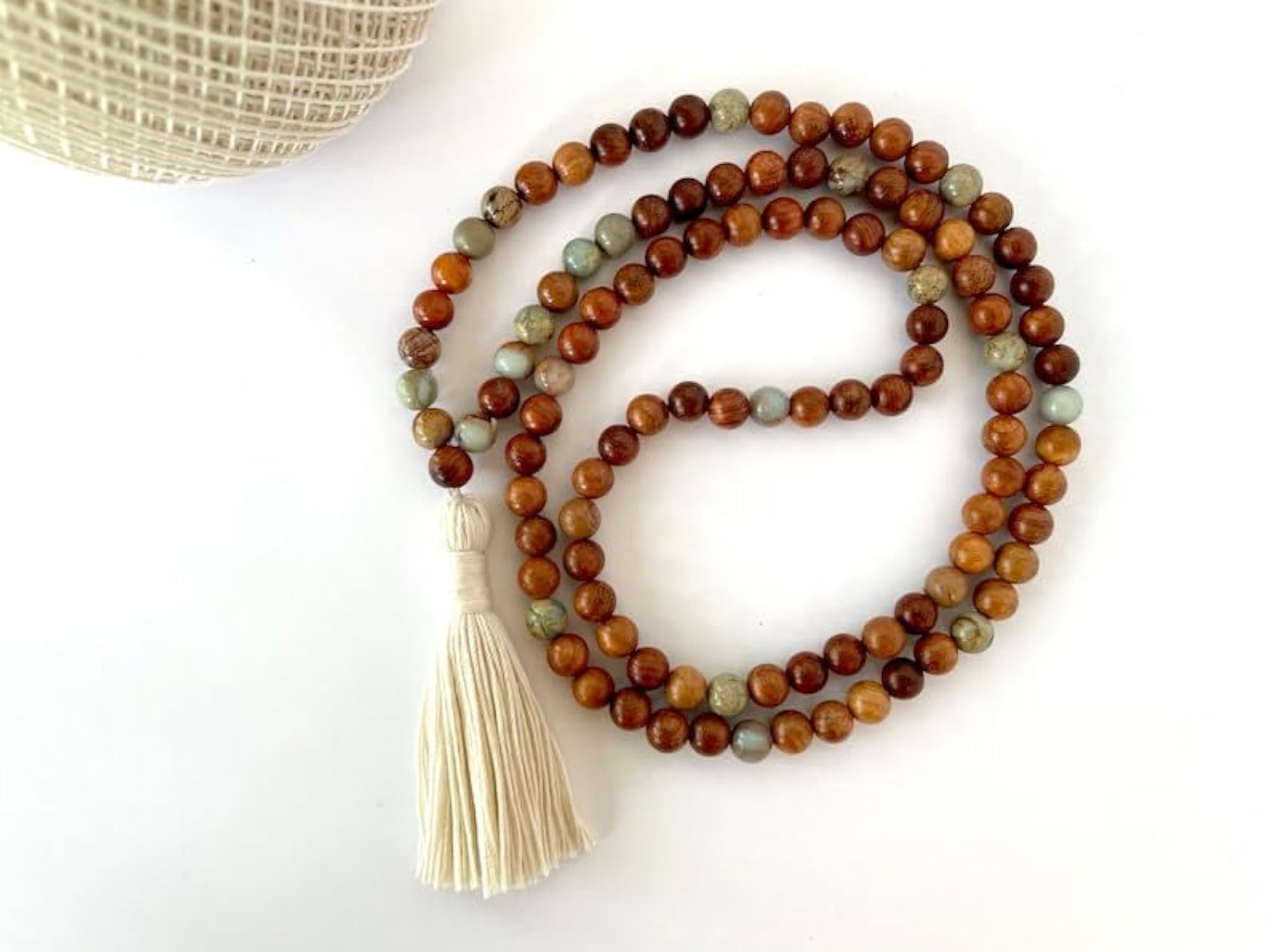 Natural Emperor Jasper & Sea Sediment Jasper 6MM Beaded Mala Necklace