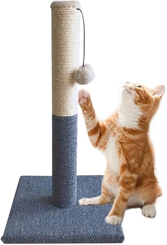 Barelove Torre rascador para gatos, poste rascador alto para gatos, cuerda de sisal natural para gatos de interior, poste rascador de alfombra para