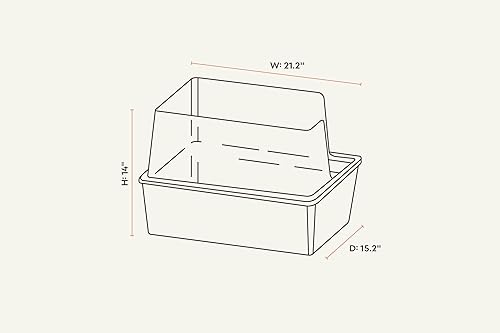 Miniatura 8 de Caja de arena para gatos de alta cara, parte superior abierta, plástico antiadherente, caja de arena para gatos de bajo seguimiento, color blancogris