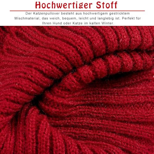 LATRAT 2er-Pack Weihnachts-Katzen-Hunde-Pullover, Schneeflocken, Rentier-Motiv, Strickwaren,Winterhaustierkleidung,Warme Haustierpullover für Kätzchen und kleine HundeM, Elch und Kitz, Rot, M