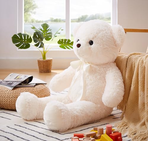 YunNasi Riesen Teddybär 90cm XXL,Groß Plüschbär Kuscheltier Stofftier,Weiß