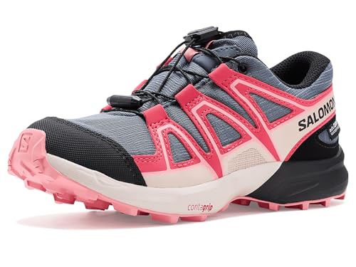 Salomon Unisex Speedcross Waterproof (Little Kid/Big Kid) Grisaille/Hushed Violet/Rouge Red 1.5 Medium